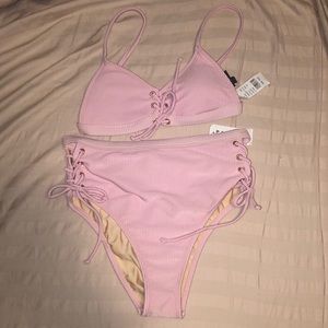 NWT Pink high waisted bikini set LA Hearts